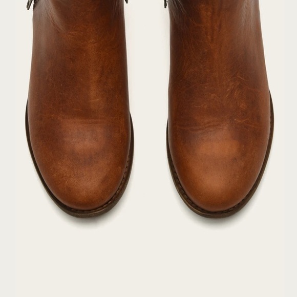 Frye Carly Zip Cognac Leather Chelsea Ankle Bootie - Picture 3 of 16